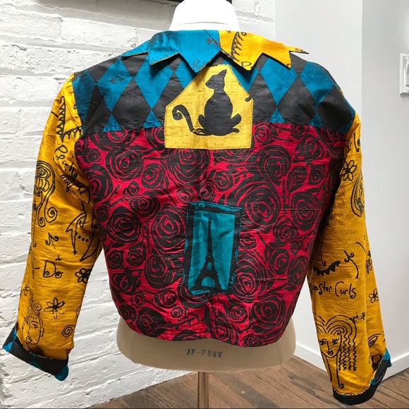 Designer Peach Beserk Raw Silk Cool Cropped Jacket - Picture 3 of 5